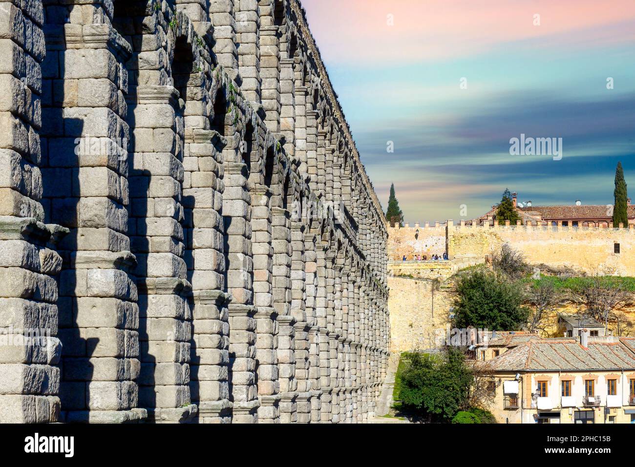 Segovia Roman Aquädukt, Spanien Stockfoto