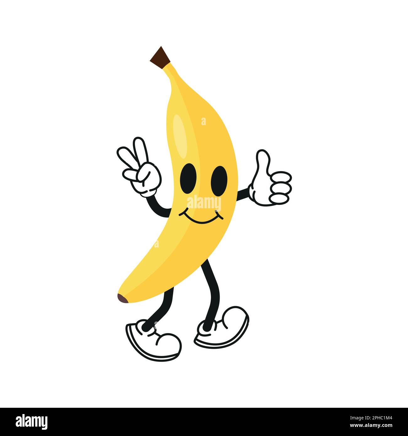 Retro Cartoon Bananenfigur. Moderne Illustration mit niedlichen Comicfiguren. Handgezeichnete Kritzeleien mit Comic Charakter. Trendiger Cartoon Style. 70 Stock Vektorgrafik Alamy