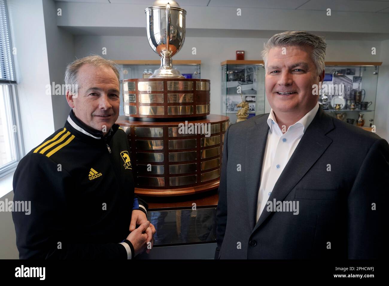 Boston Athletic Association President and CEO Jack Fleming, left, and