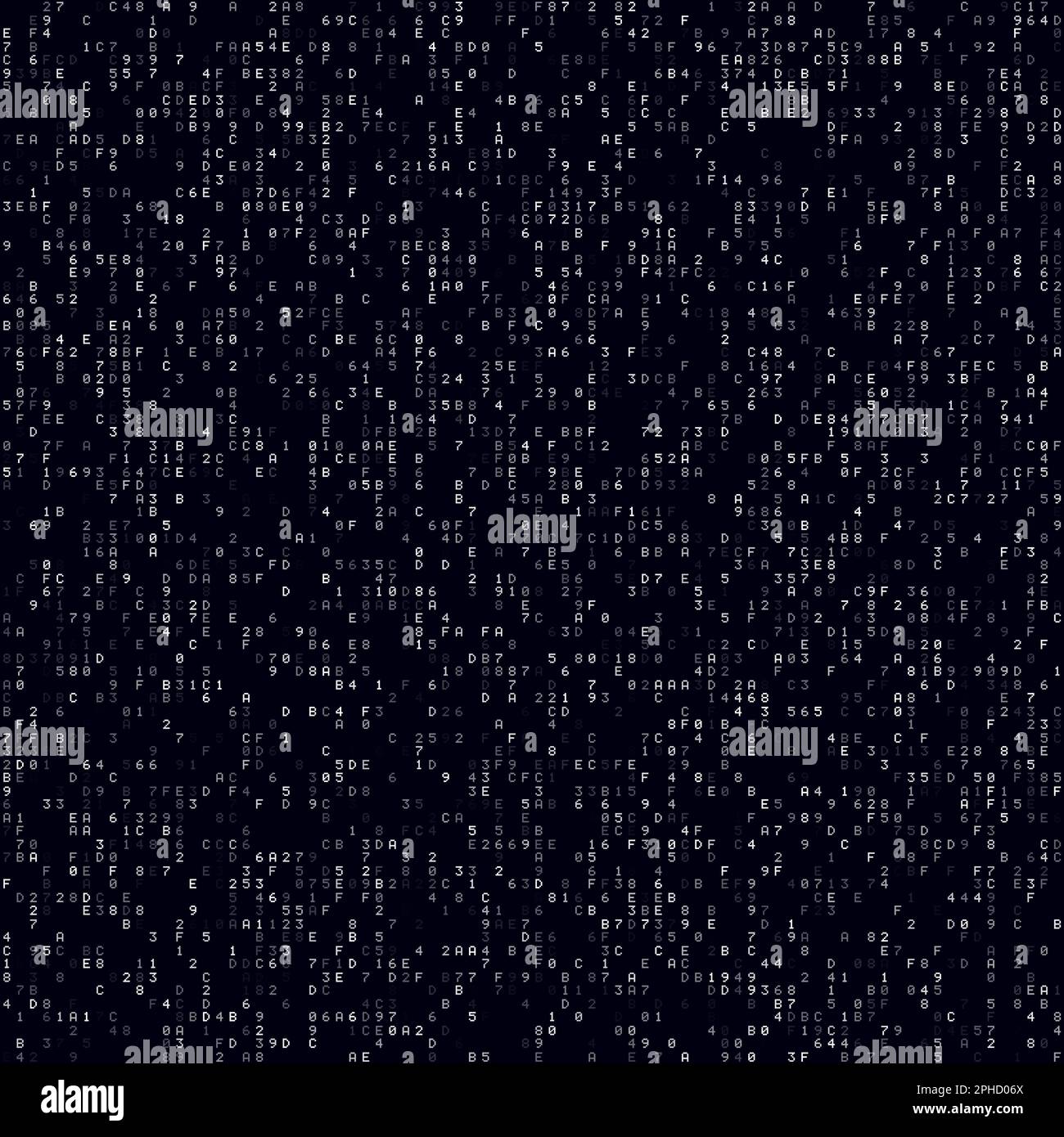 Matrixhintergrund. Weißer, dünn besiedelter hexadezimaler Hintergrund. Nahtloses Muster in großer Größe. Fesselnde Vektorillustration. Stock Vektor