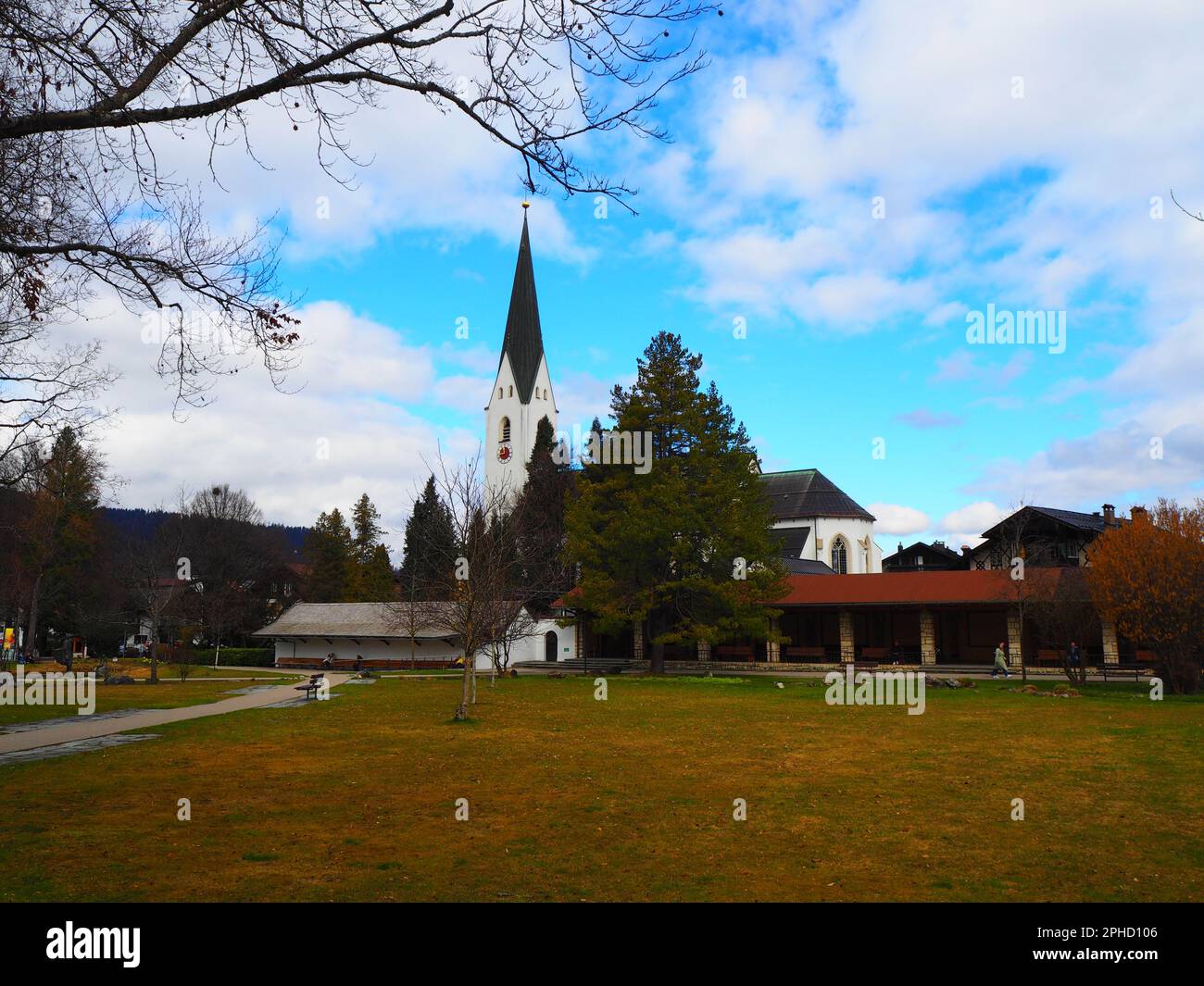 Kirche im Dorf Oberstdorf Stockfoto