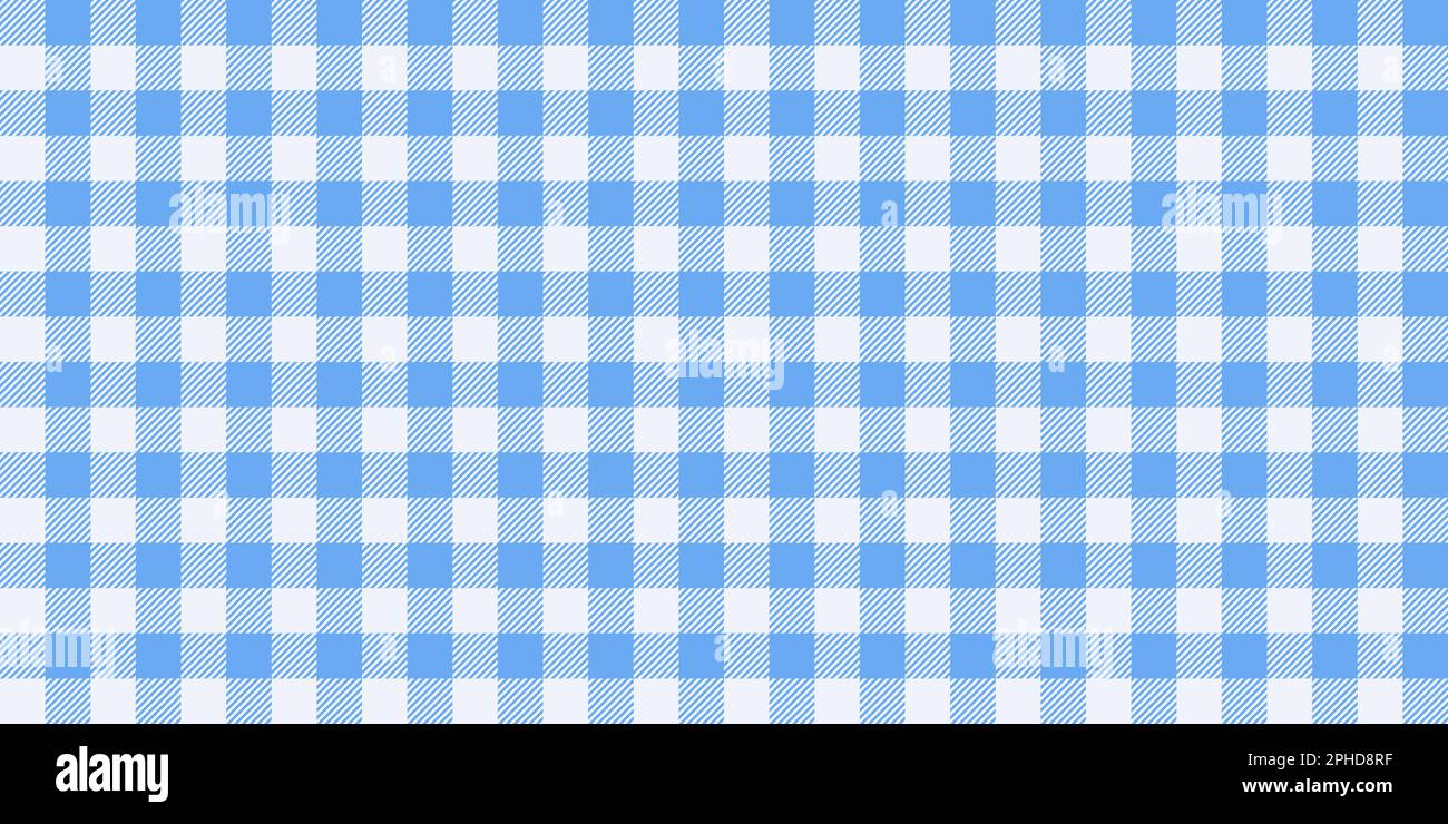 Nahtloses Gingham-Muster. Hellblaue und weiße vichy-Hintergrundtextur. Karierte Tapete aus Tweed, die sich wiederholt. Stoffdesign. Vektor Stock Vektor