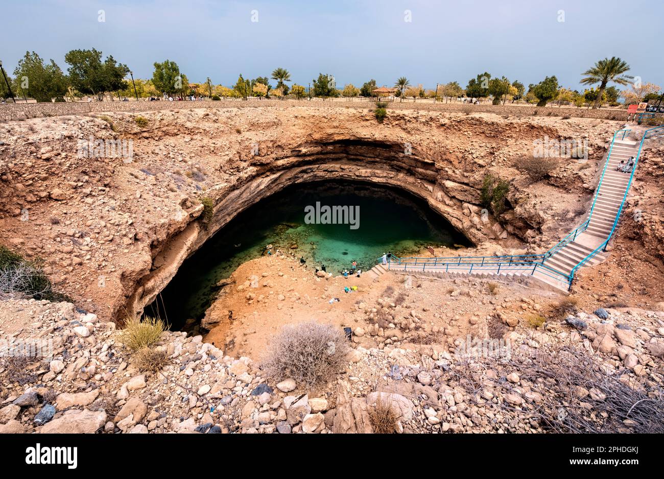 Bimmah Sinkhole in Hawiyyat Najm Park, Dibab, Oman Stockfoto