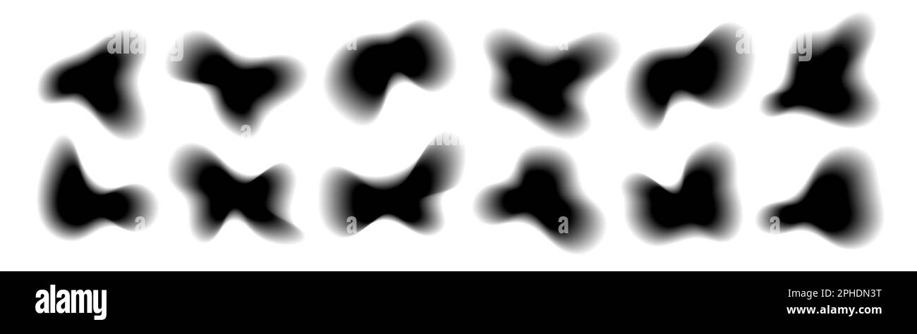 Flüssige Formen, verschwommene flüssige Formen, abstrakte wellenförmige Designelemente, dynamischer Wasserfarben-Blob-Effekt. Stock Vektor