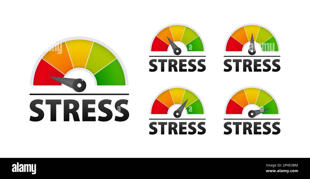 Stresslevel, Spannung. Stressregulierung. Verstehen und Verwalten Ihres Stresses für bessere Gesundheit und Wohlbefinden Stock Vektor