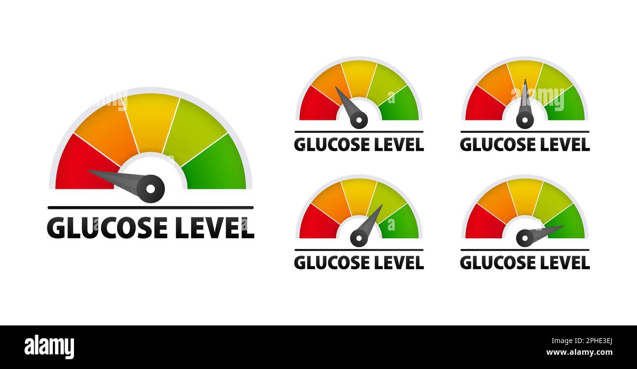 Glukosespiegel. Überwachung und Kontrolle Ihres Blutzuckerspiegels für eine optimale Gesundheit. Diabetes-Risiko Stock Vektor