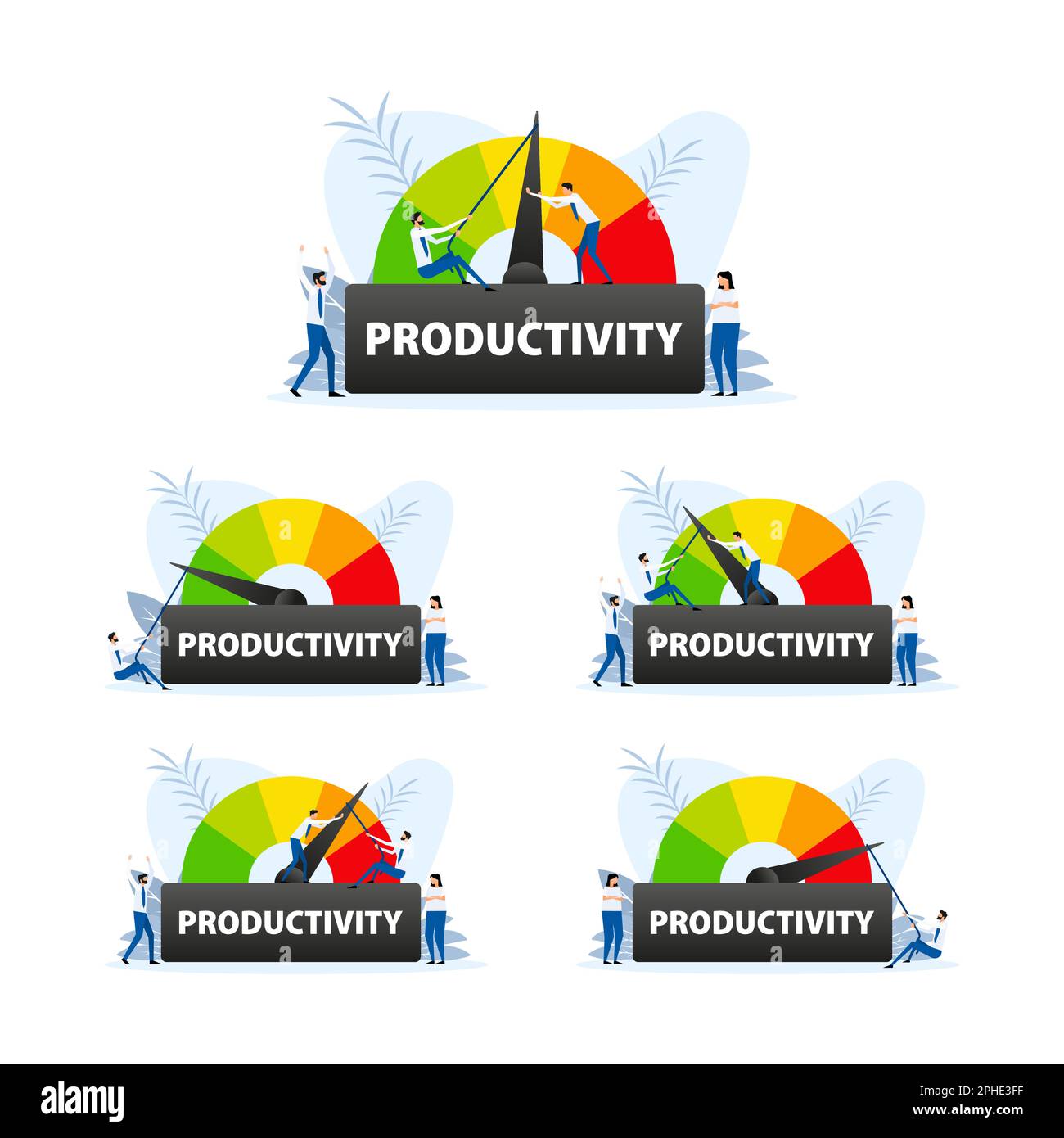 Produktivitätsmessgerät. Verfolgen und verbessern Sie Ihre Effizienz für maximale Ergebnisse Stock Vektor