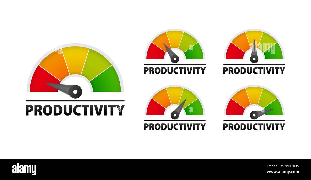 Produktivitätsmessgerät. Verfolgen und verbessern Sie Ihre Effizienz für maximale Ergebnisse Stock Vektor