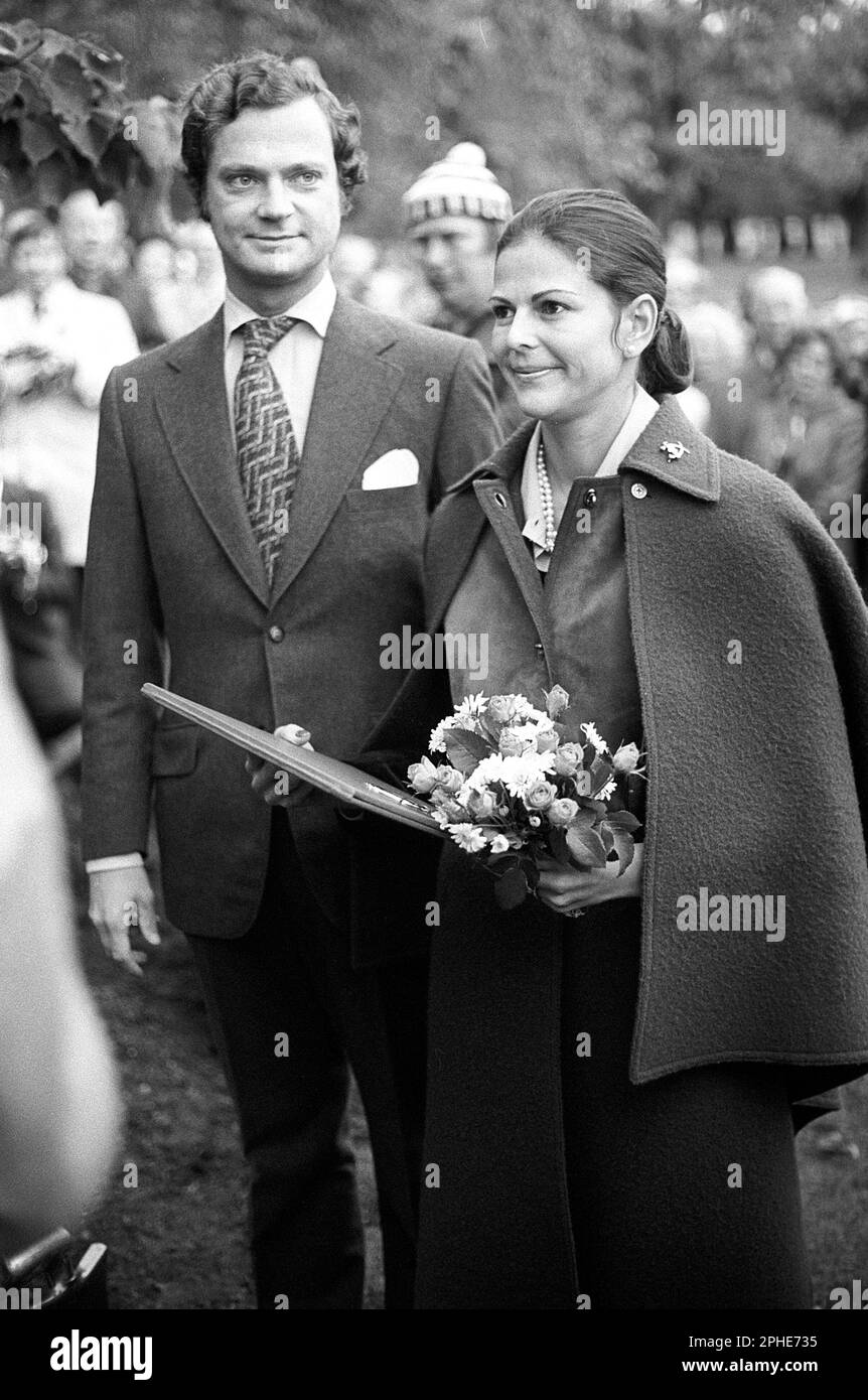 Carl XVI Gustaf und Silvia Sommerlath. Carl XVI Gustaf, König von Schweden. Geboren am 30. april 1946. Foto aufgenommen 1976. Stockfoto