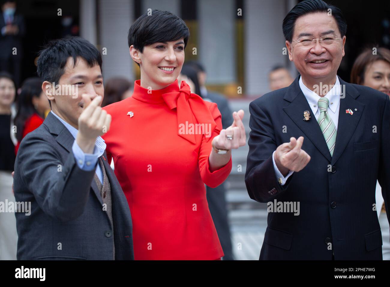 Ein herzliches Willkommen der Präsidentin des tschechischen Parlaments Marketa Pekarova Adamova im Taiwan Legislative Yuan. Trotz des starken Drucks aus China, Mark Stockfoto