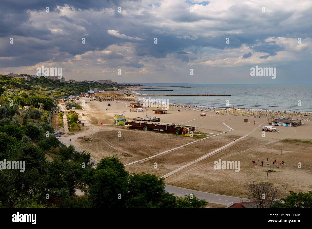 Der Strand von Konstanta am Schwarzen Meer in Rumänien Stockfoto