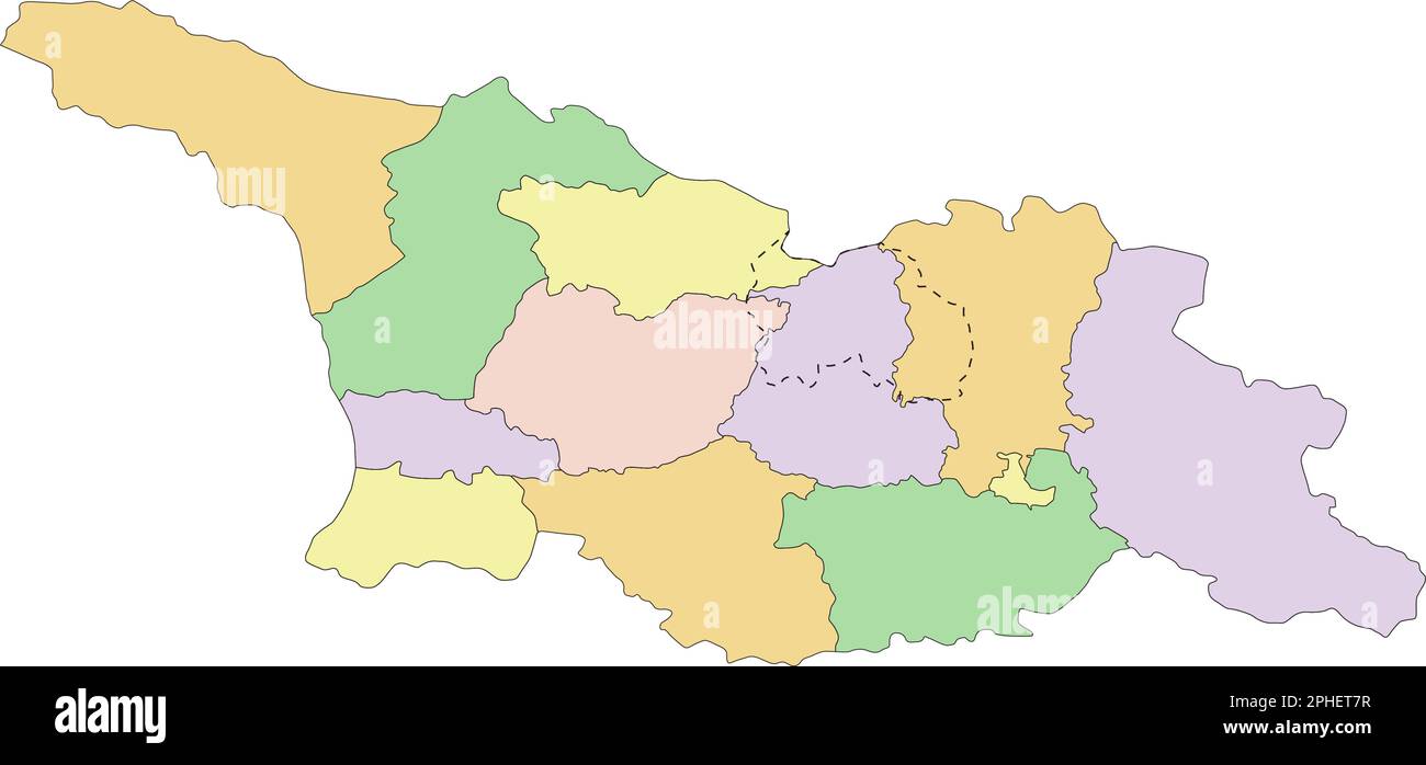 Georgien - sehr detaillierte, bearbeitbare politische Karte. Stock Vektor