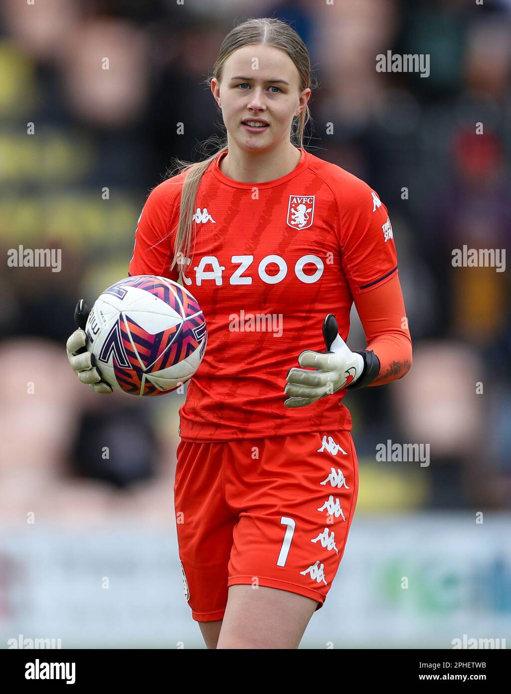 Aktenfoto vom 03.-04-2022 von Aston Villa, Pförtnerin Hannah Hampton. Hannah Hampton, Esme Morgan und Lucy Parker wurden in die englische Truppe zurückgerufen, weil sie im nächsten Monat Freunde gegen Brasilien und Australien hatten. Ausgabedatum: Dienstag, 28. März 2023. Stockfoto