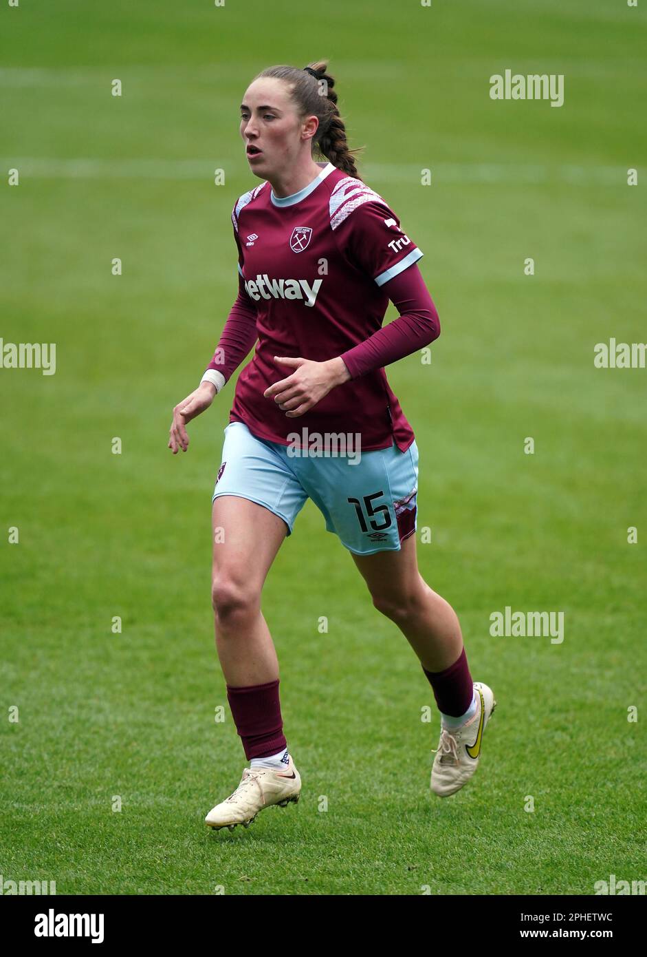 Aktenfoto von 05-03-2023 von West Ham United's Lucy Parker. Hannah Hampton, Esme Morgan und Lucy Parker wurden in die englische Truppe zurückgerufen, weil sie im nächsten Monat Freunde gegen Brasilien und Australien hatten. Ausgabedatum: Dienstag, 28. März 2023. Stockfoto