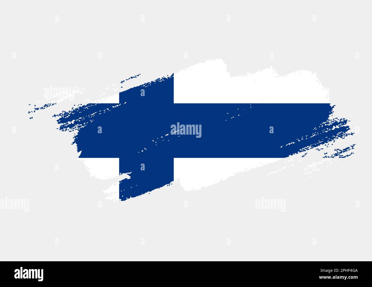 Künstlerische Grunge-Pinselflagge Finnlands isoliert auf weißem Hintergrund. Elegante Textur der Nationalflagge Stock Vektor