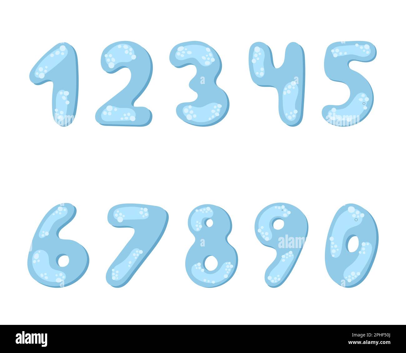 Eine Reihe von Zahlen von 0 bis 9. Bubble-Text. Vektordarstellung auf weißem Hintergrund Stock Vektor