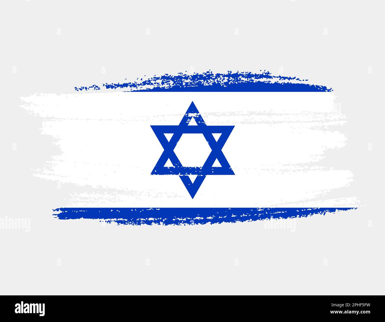 Künstlerische Grunge-Pinselflagge Israels isoliert auf weißem Hintergrund. Elegante Textur der Nationalflagge Stock Vektor