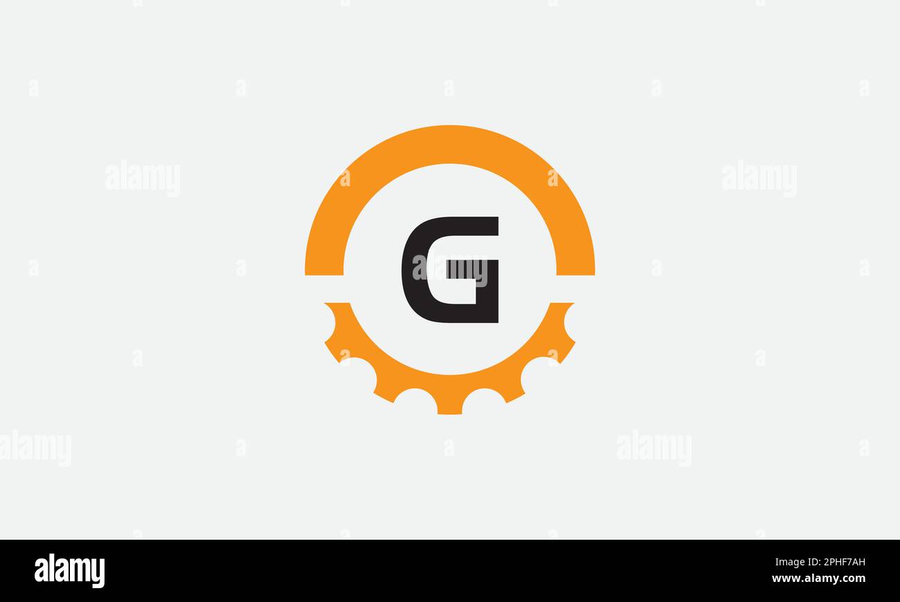 Technisches Logo, Zahnräder und Schraubenschlüssel mit Buchstabe und Logo-Design. Schraubenschlüssel-Service-Industrie, industrielle und mechanische Symbolkonstruktion. „Gear Circle“-Design. Stock Vektor