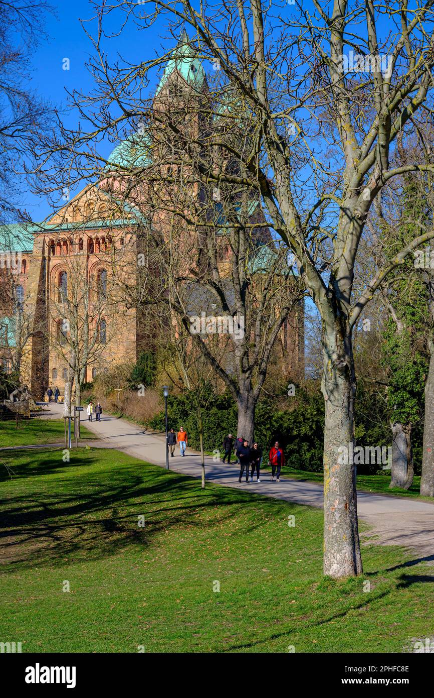 Die kaiserliche Kathedrale von Speyer, Rheinland-Pfalz, Deutschland, auch als Speyer-Kathedrale bezeichnet. Stockfoto