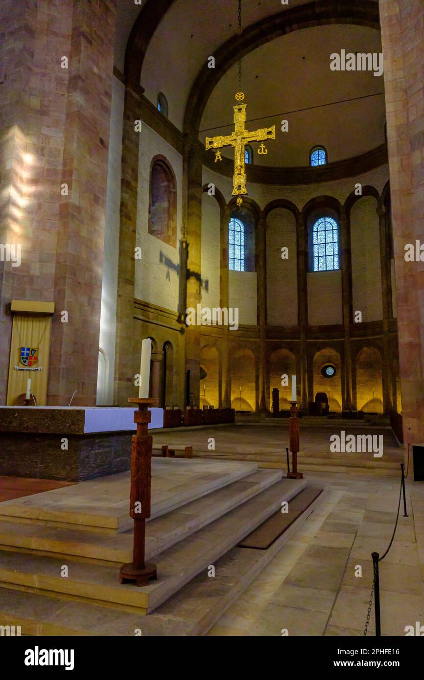 Die kaiserliche Kathedrale von Speyer, Rheinland-Pfalz, Deutschland, auch als Speyer-Kathedrale bezeichnet. Stockfoto