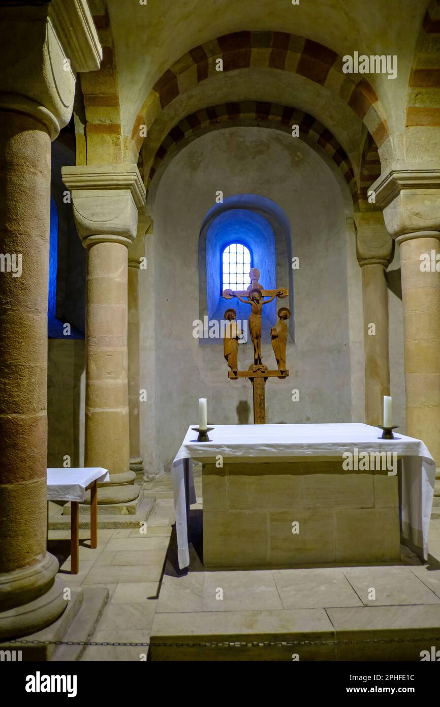 In der Krypta der Kaiserkathedrale von Speyer, Rheinland-Pfalz, Deutschland, Europa. Stockfoto