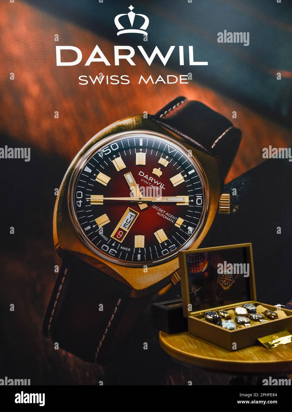 Genf, Schweiz. 23. März 2023. Die neue Uhr Drawl von Swiss, die während der Zeit zu Uhren 2023 ausgestellt wurde. Time to Uhren fand an der School of Art and Design (LEITER) in Genf statt. (Kredit: Eric Dubost/Alamy Live News). Stockfoto