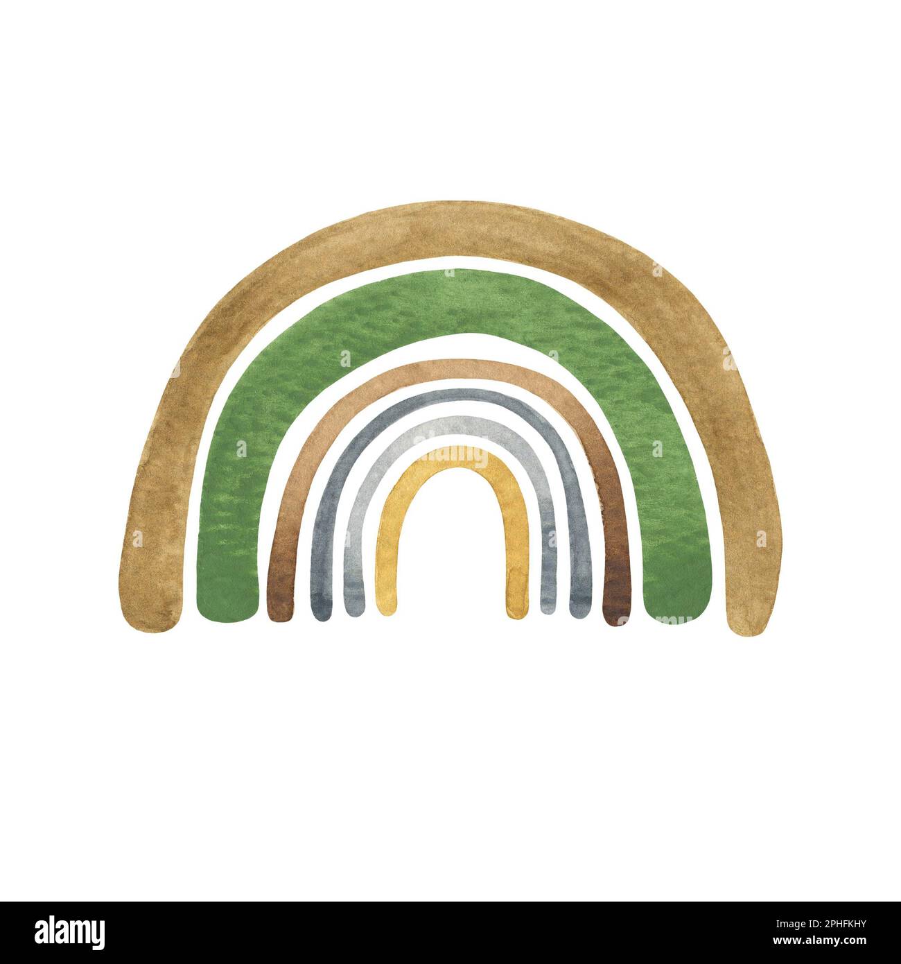 Regenbogen niedliches Kinderzimmer Aquarell Einfache Illustration im handgezeichneten Stil, trendige Kinderdekoration für Babyparty, Kinderzimmer Dekor, Party, Karten, Einladung Stockfoto