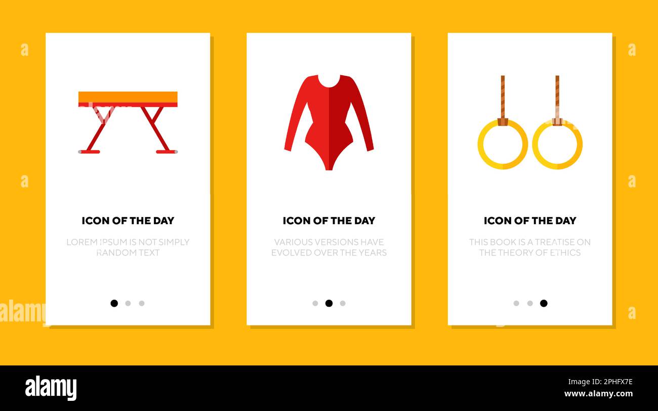 Künstlerische Gymnastik flaches Ikonenset Stock Vektor