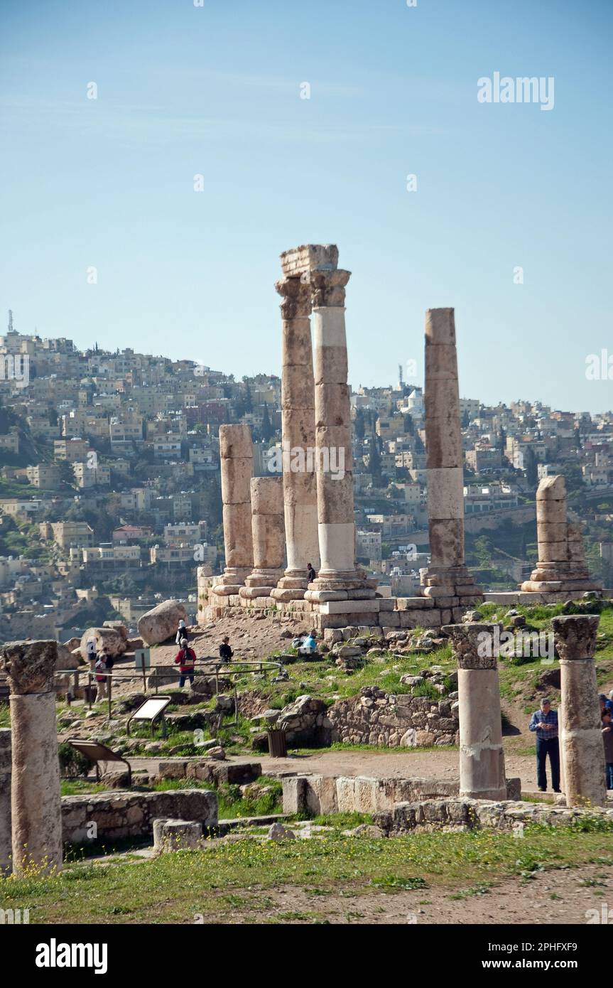 Überreste des Herkules-Tempels, der Zitadelle, Amman, Jordanien Stockfoto