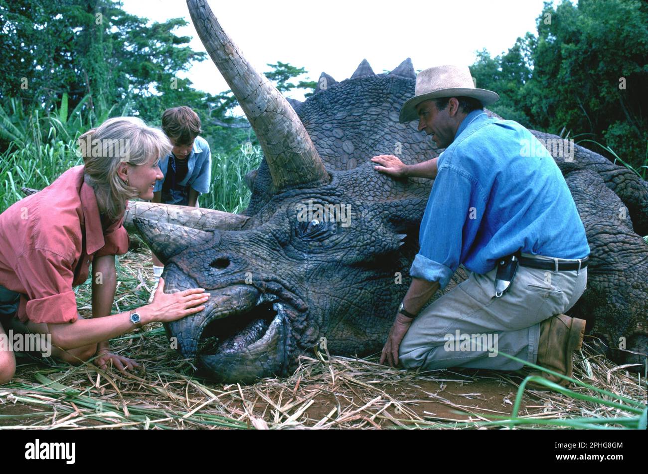 LAURA DERN und SAM NEILL im JURASSIC PARK (1993) unter der Regie VON STEVEN SPIELBERG. Kredit: AMBLIN/UNIVERSAL/Album Stockfoto