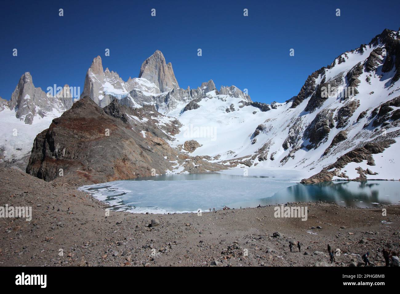 Fitz Roy und Laguna de los Tres, Los Glaciares Nationalpark, Patagonien, Argentinien Stockfoto