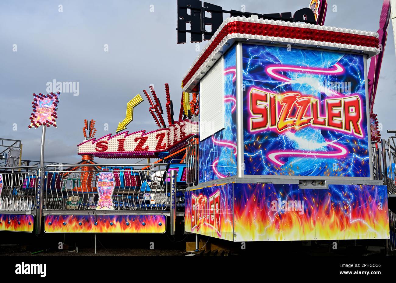 Sizzler Ride Barry Island Pleasure Park, Großbritannien Stockfoto