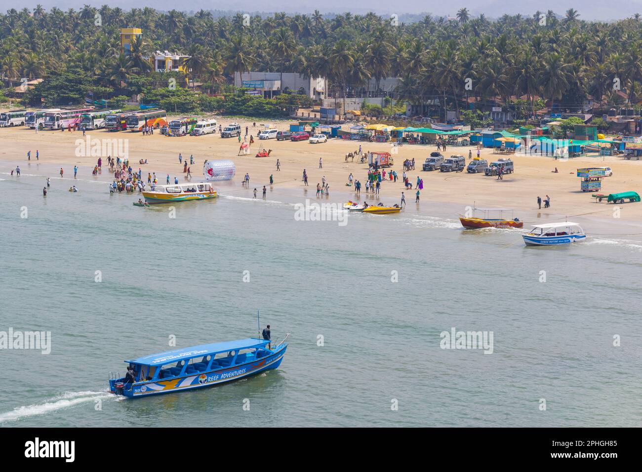 Blick auf Murudeshwar Beach (Karnataka, Indien) Stockfoto