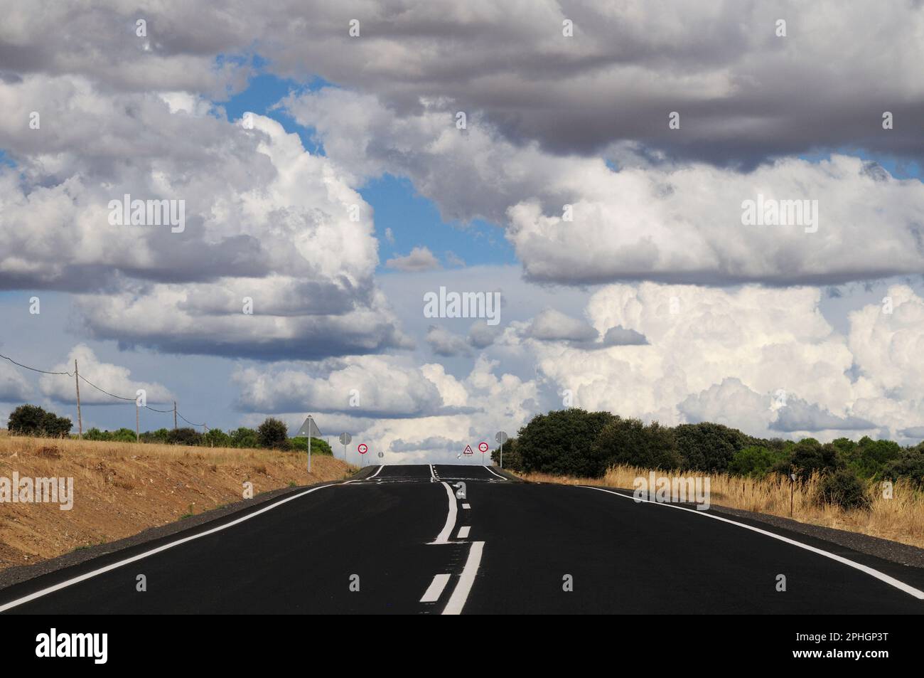 Straße in der Provinz Ávila. Stockfoto