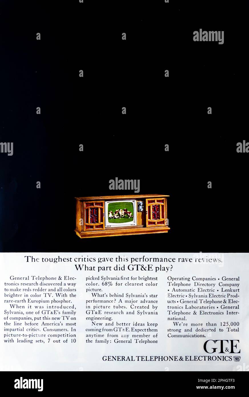 GTE General Telephone & Electronics Sylvania TV-Werbespot in einer Zeitschrift NatGeo, September 1966 Stockfoto