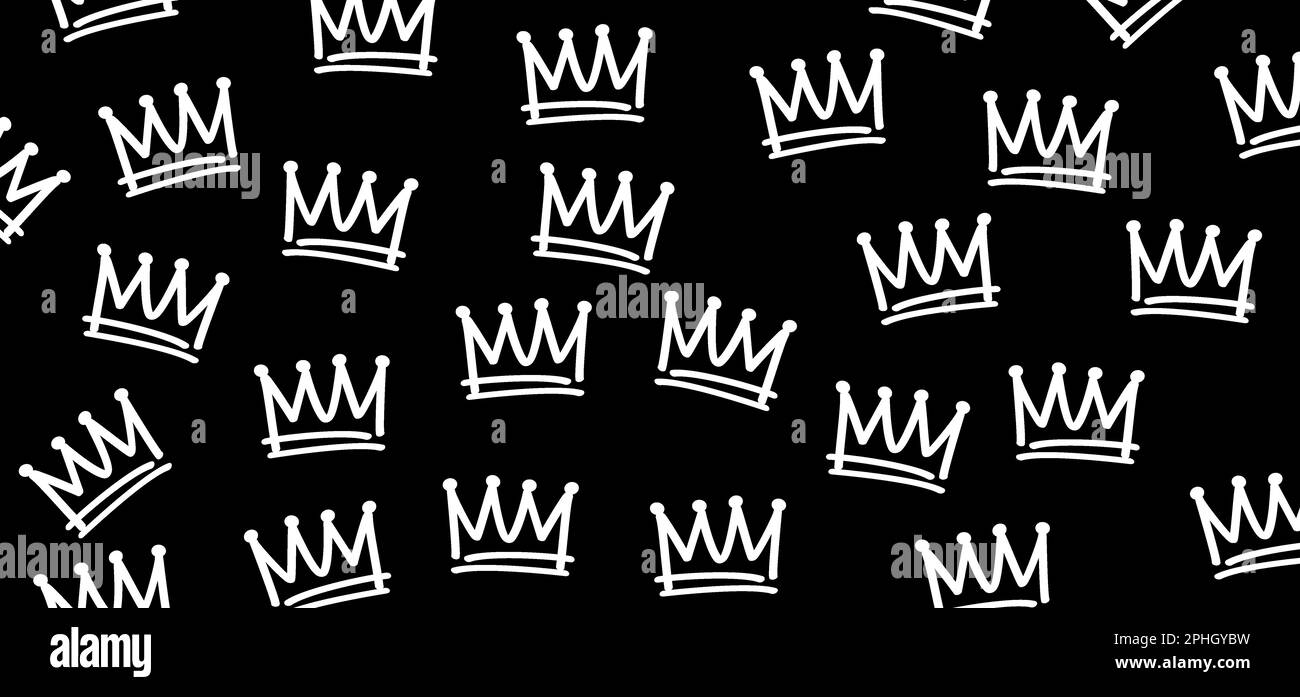 Zeichentrickkrone. Graffiti-Kronensymbol, Königin- oder Königskrone. Königliche kaiserliche Krönungssymbole, monarchische majestätische Juwelen-Tiara-Ikonen. Prins en prins Stockfoto