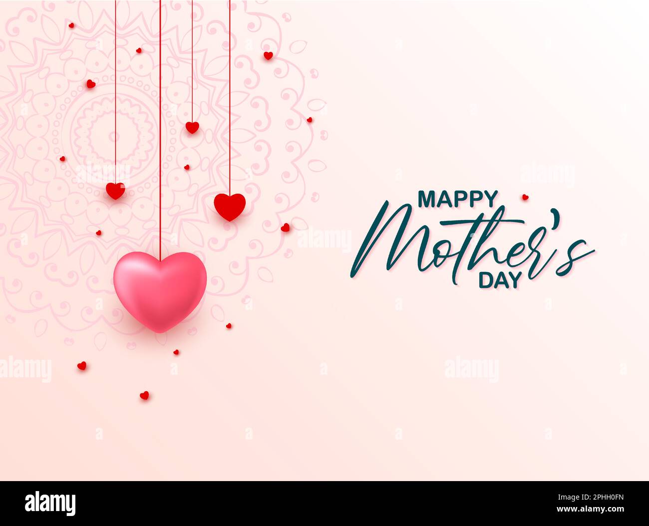 Hintergrund zum Muttertag mit rosa und roten Herzen Stock Vektor