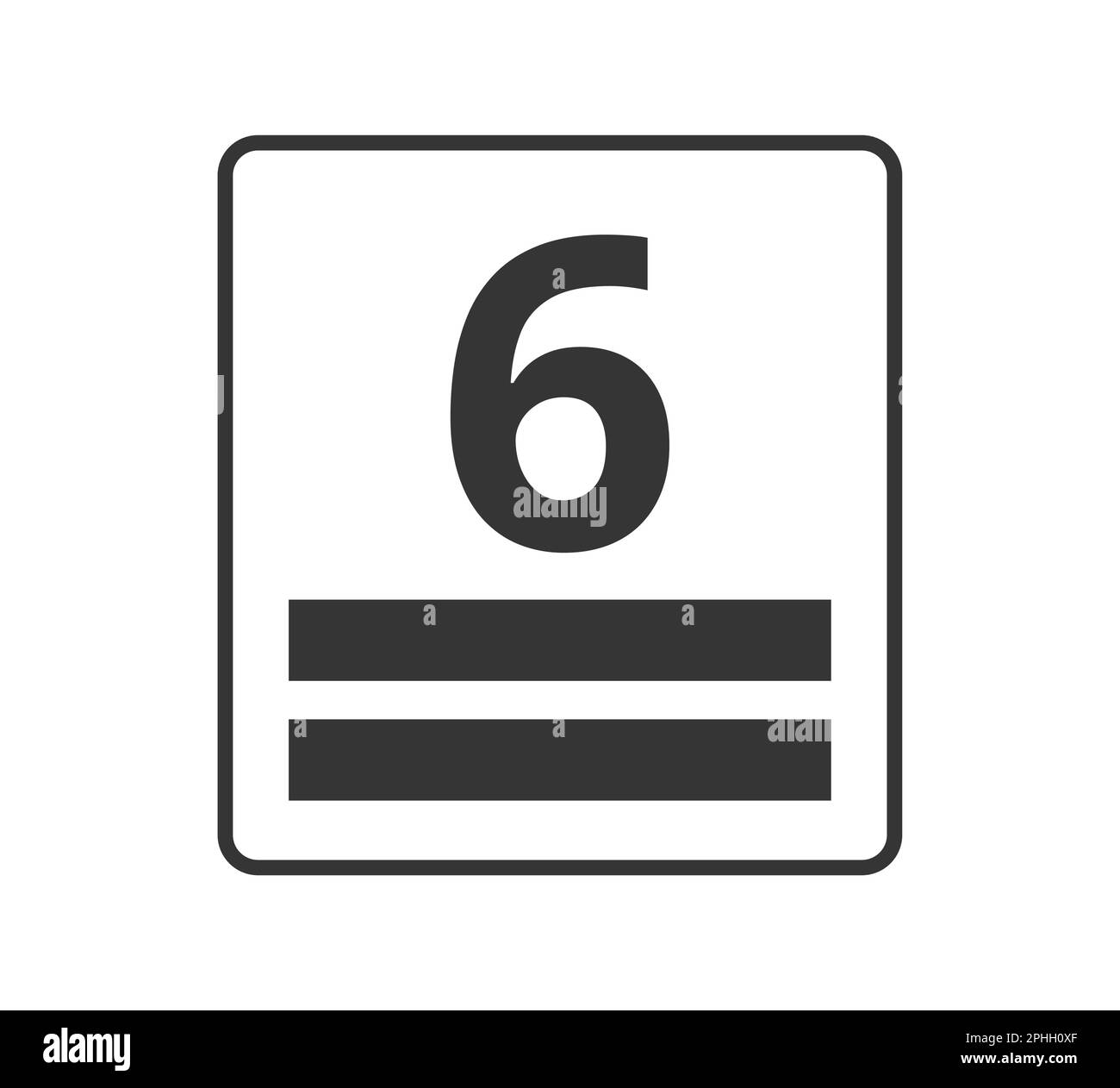 Monochromatische Stapelhöhe, Nummer 6. Verpackungskonzept. Stock Vektor