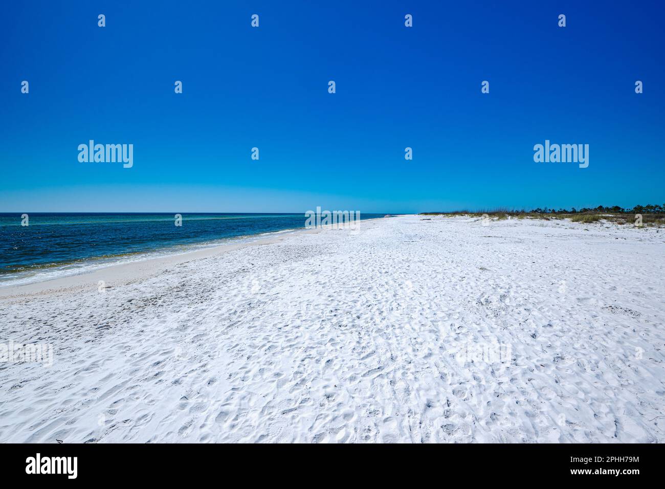 Mexico Beach Florida USA wunderschöner weißer Sandstrand ohne Leute. Stockfoto
