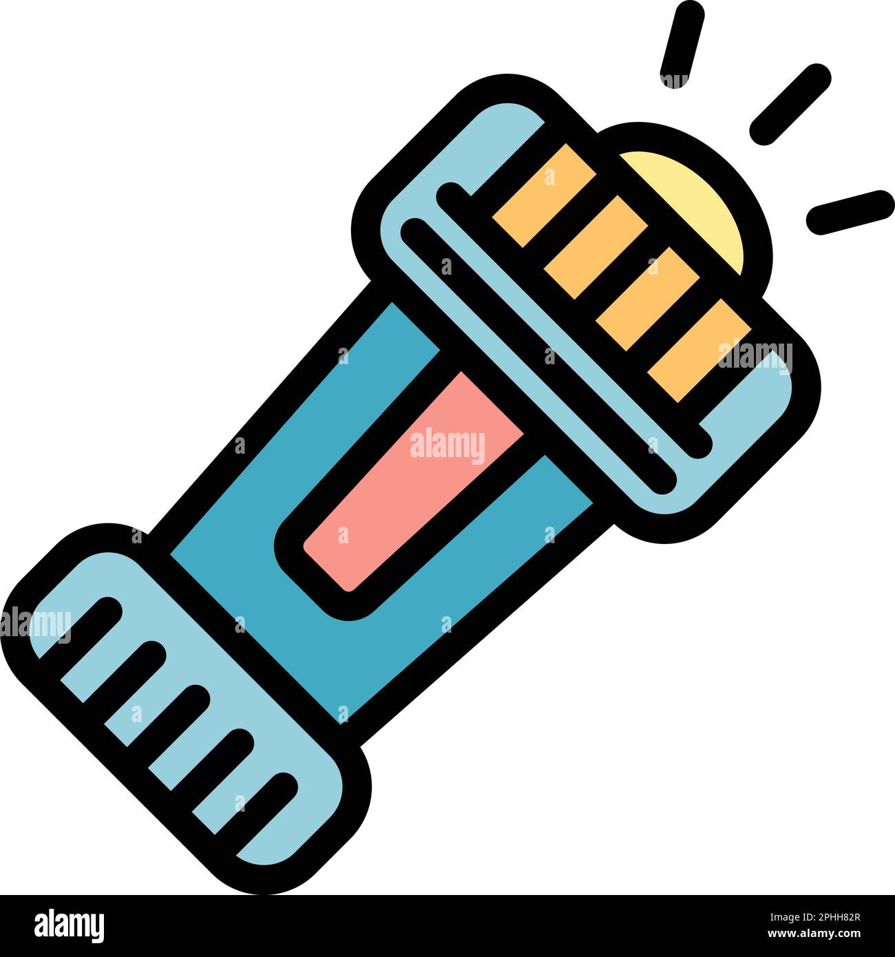 Taschenlampensymbol. Umriss-Scouting-Taschenlampensymbol für Webdesign isoliert auf weißem Hintergrund, flach Stock Vektor