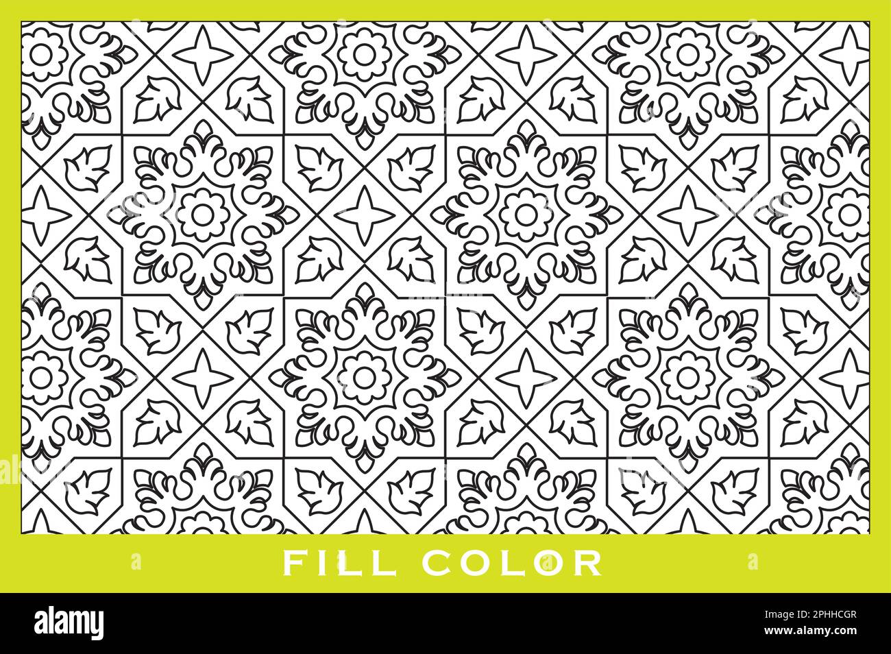 Geometrie Form Stil Motivvektor, Umriss, Füllfarbe, Fliesenmotiv, Geschirr Design Stock Vektor