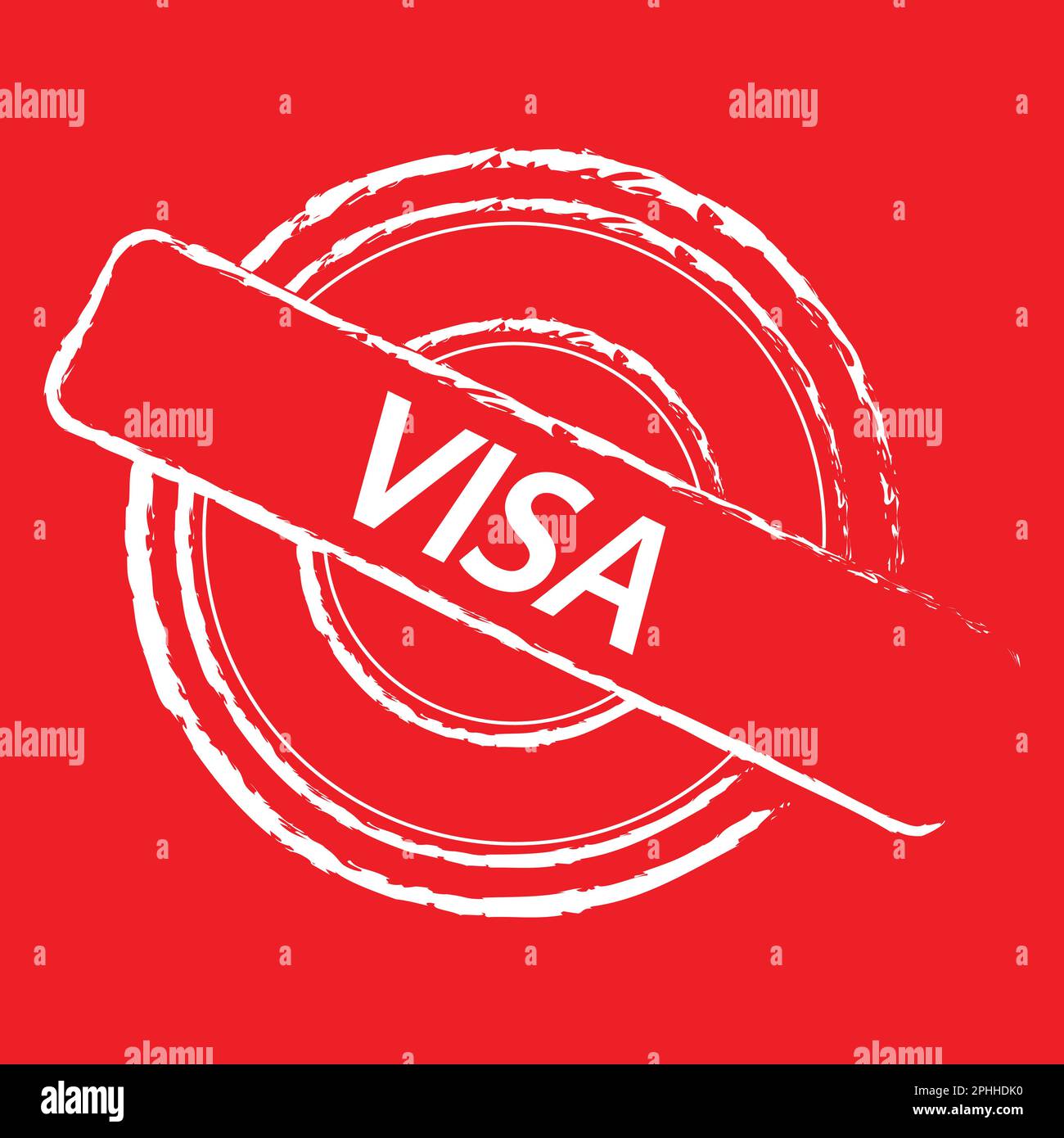 Vektorsymbol für Visa-Stempel, Kreissymbol mit rotem Hintergrund Stock Vektor