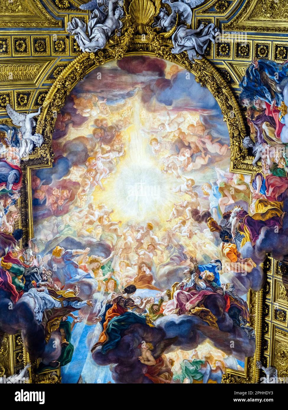 Tresorraum mit dem Triumph des Namens Jesu von Giovan Battista Gaulli, bekannt als il Baciccio in der Kirche Jesu - Rom, Italien Stockfoto