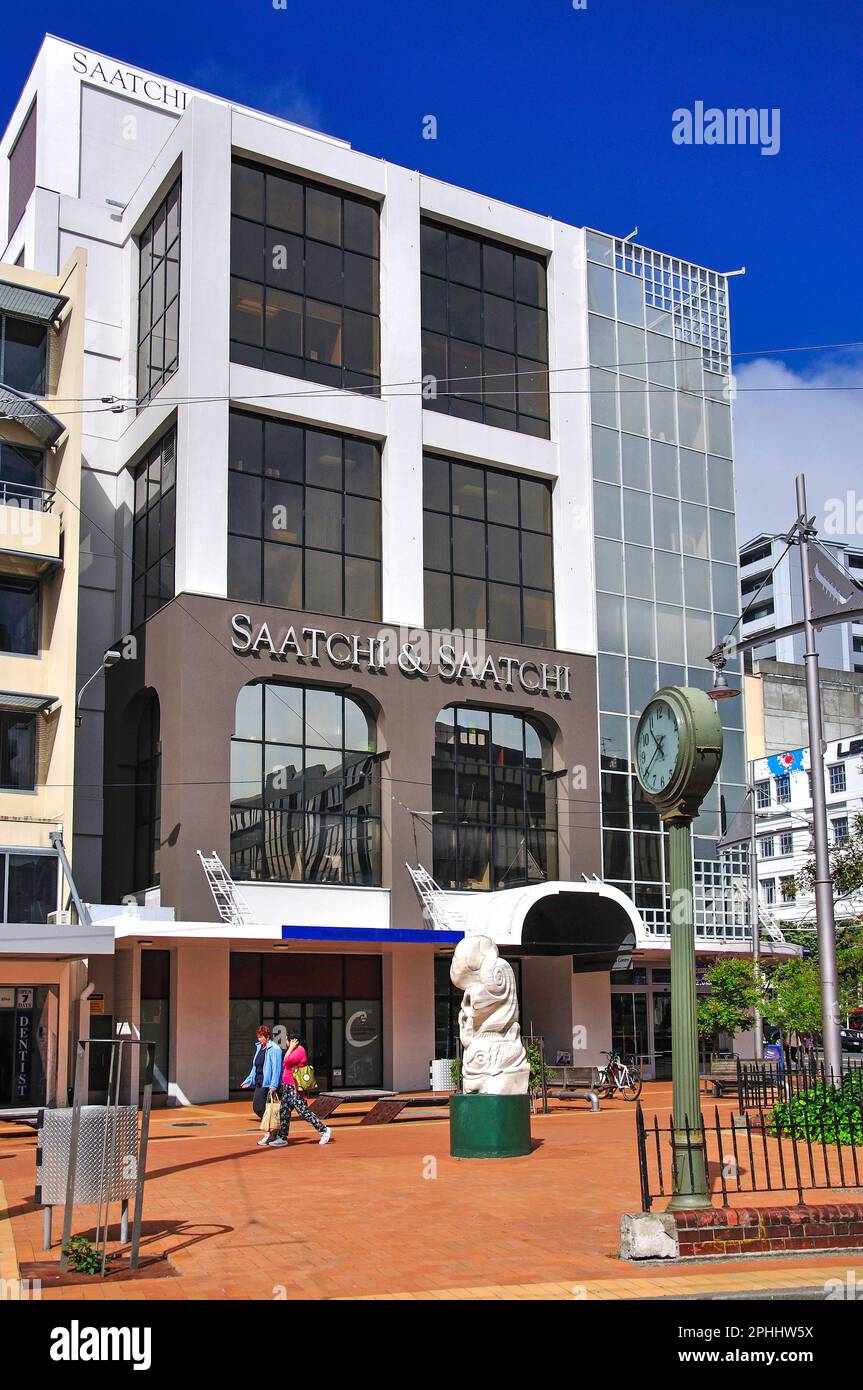 Saatchi & Saatchi Gebäude, Courtenay Place, Wellington, Region Wellington, Nordinsel, Neuseeland Stockfoto