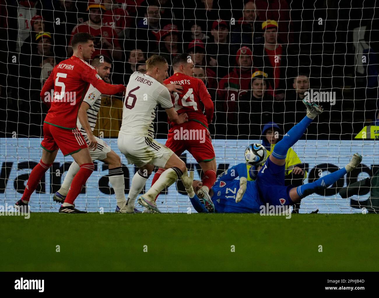 Cardiff, Wales, 28, März 2023, Danny ward (Wales) macht Save , während der UEFA European Qualifiers 2024 Wales gegen Lettland, Credit:, Graham Glendinning,/ Alamy Live News Endstand: 1 - 0 Stockfoto