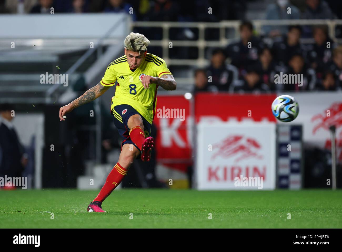 Yodoko Sakura Stadium, Osaka, Japan. 28. März 2023. Jorge Carrascal (OBERST), 28. MÄRZ 2023 - Fußball/Fußball : KIRIN Challenge Cup 2023 Spiel zwischen Japan 1-2 Kolumbien im Yodoko Sakura Stadium, Osaka, Japan. Kredit: Naoki Morita/AFLO SPORT/Alamy Live News Stockfoto