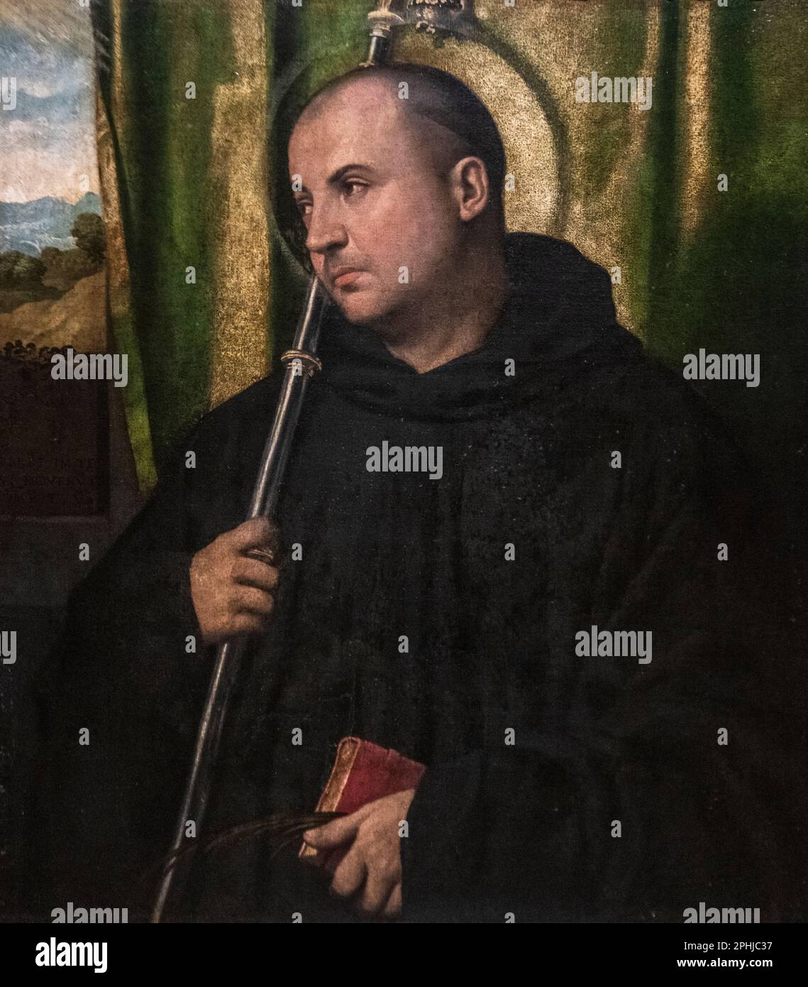 Moretto da Brescia: „Portrait of a Benediktine Mönch as Saint Placidus“ (ca. 1540) Stockfoto