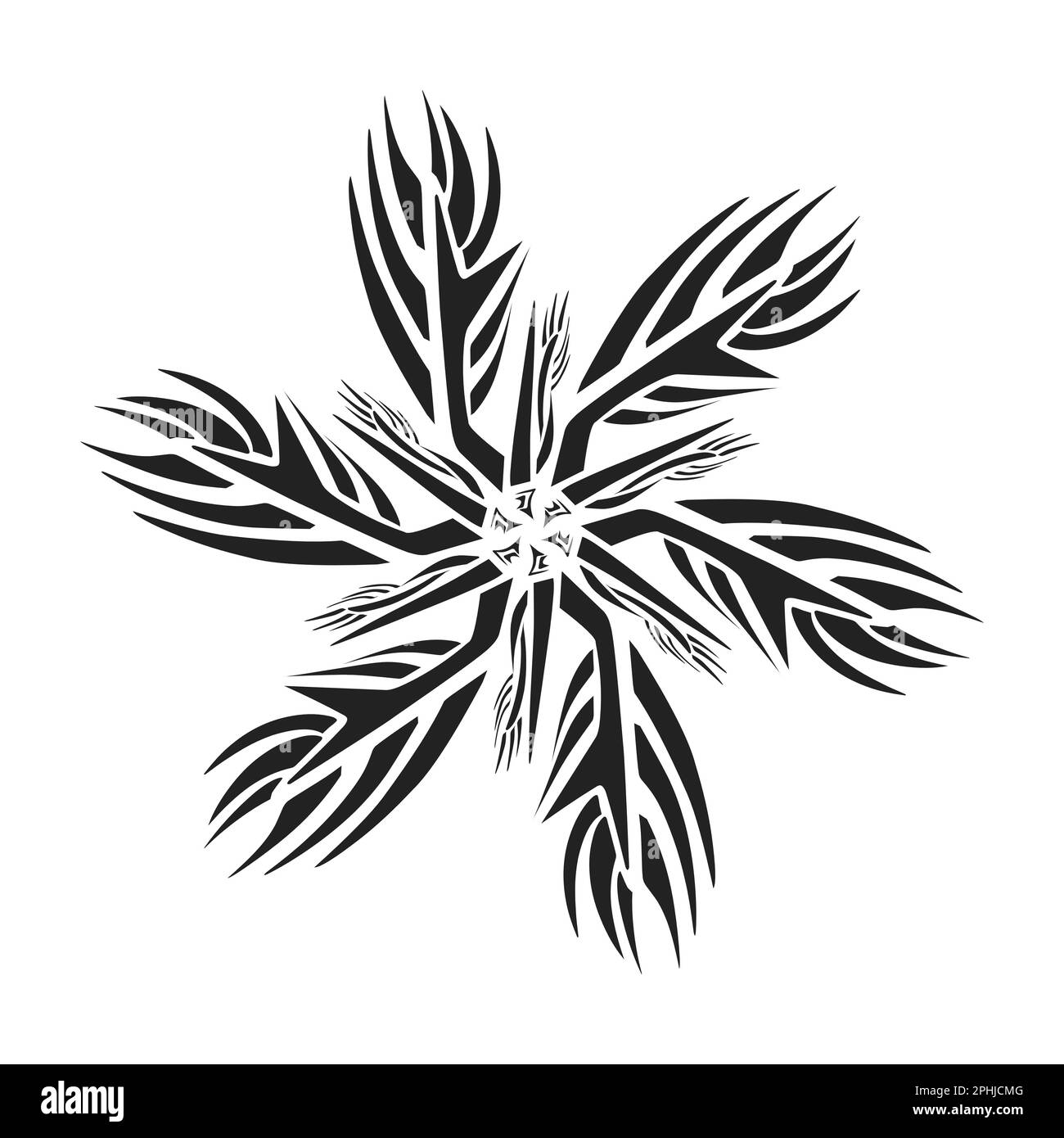 Darstellung eines Stamm-Tattoo mit ästhetischer Form. Perfekt für Aufkleber, Kleideraufkleber, Hüte, Schuhe, Poster, Banner, Buchumschläge, Symbole Stockfoto