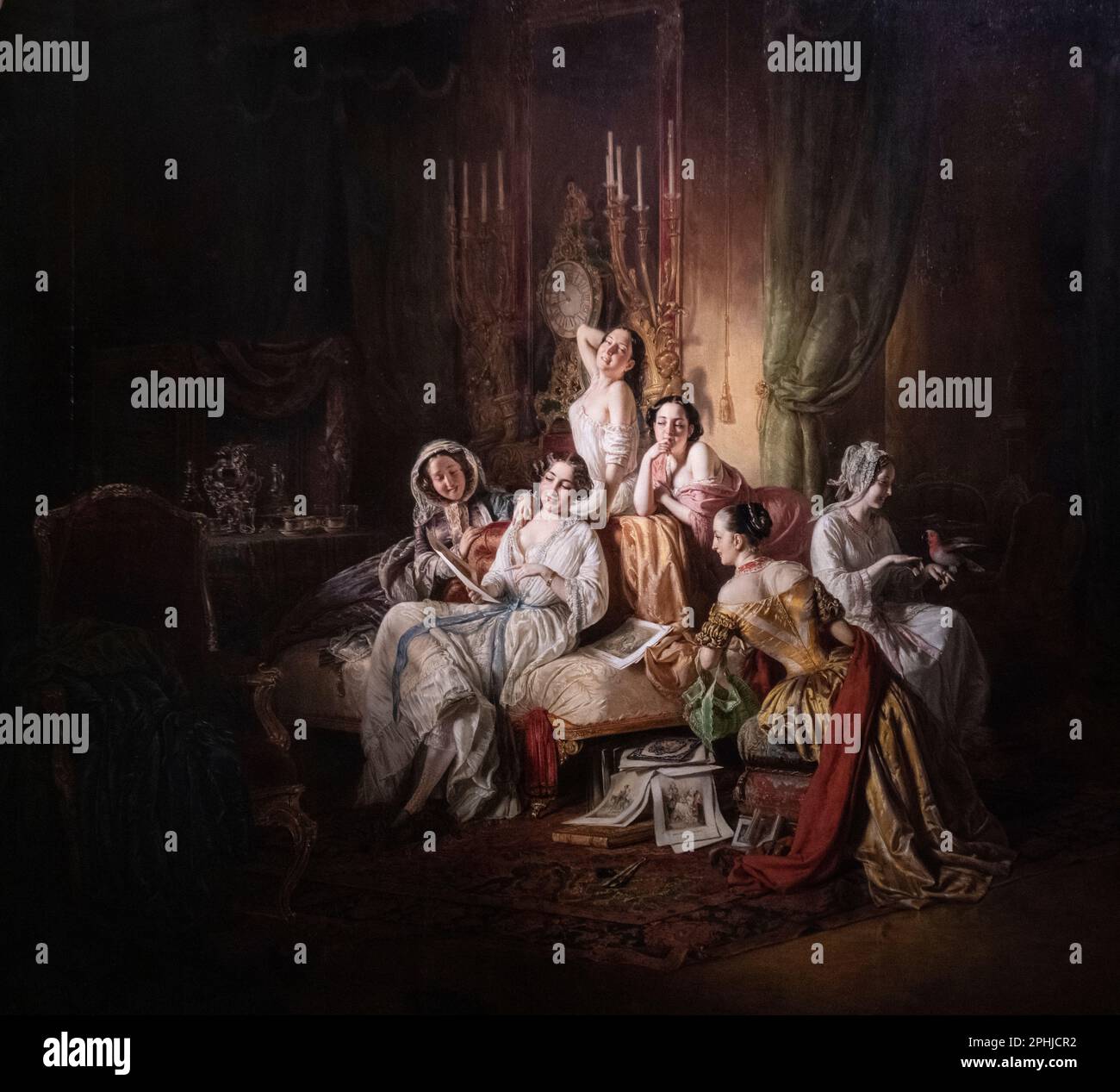 Jozsef Borsos: „Girls after the Ball (the morning after the Masquerade Ball)“ (Mädchen nach dem Ball (der Morgen nach dem Maskenball)) – (1850) Stockfoto