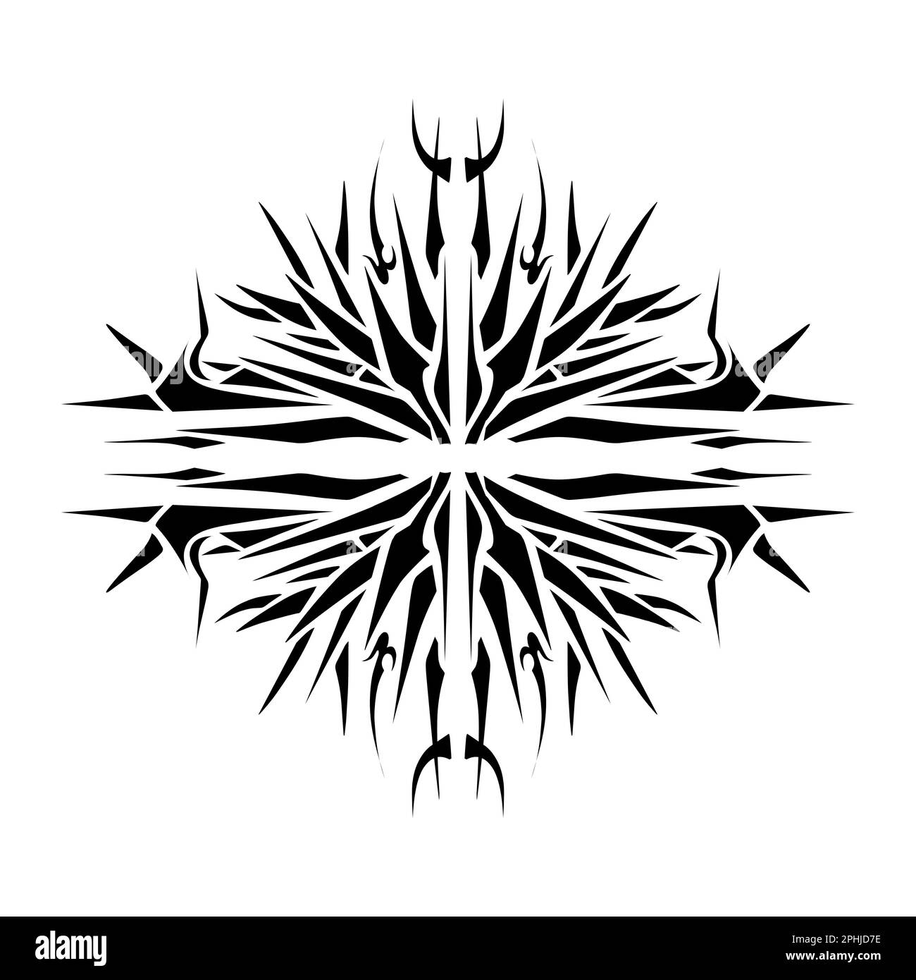 Darstellung eines Stamm-Tattoo mit ästhetischer Form. Perfekt für Aufkleber, Kleideraufkleber, Hüte, Schuhe, Poster, Banner, Buchumschläge, Symbole Stockfoto